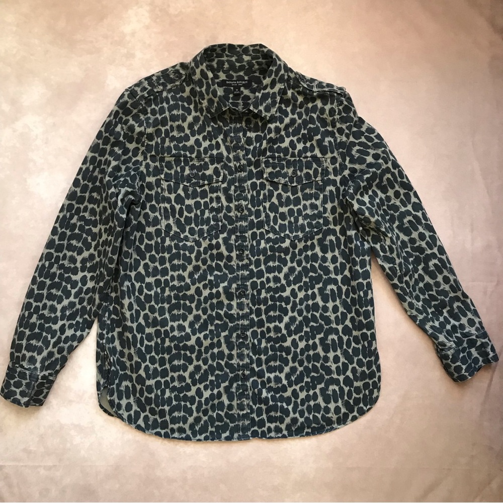 Banana Republic Dillon Shirt 100% Cotton Canvas Camouflage Camo Outdoor Medium